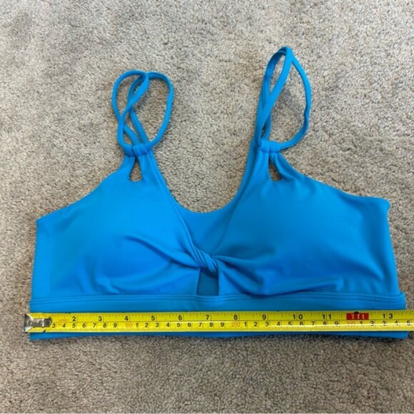 Womens Blue Strappy sweetheart neckline crisscross Sports Bra gym fitness yoga - Picture 10 of 13